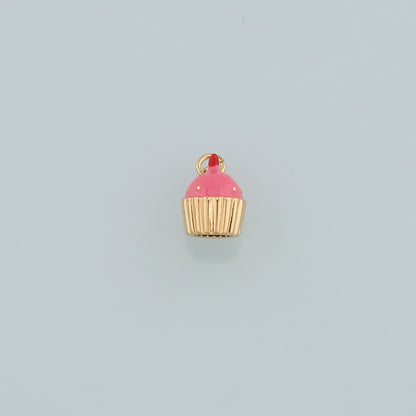 18K Gold Filled Cake Pendant,Enamel Cake Charm Bracelet Necklace for DIY Jewelry Making Supply