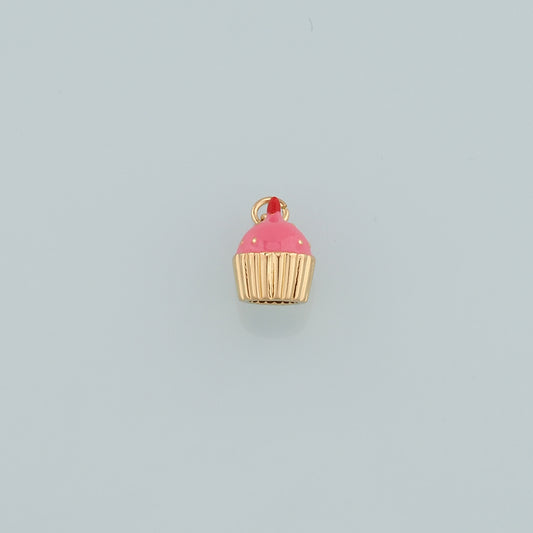 18K Gold Filled Cake Pendant,Enamel Cake Charm Bracelet Necklace for DIY Jewelry Making Supply