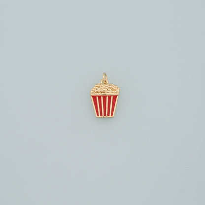 18K Gold Filled Popcorn Pendant,Enamel Popcorn Charm Bracelet Necklace for DIY Jewelry Making Supply