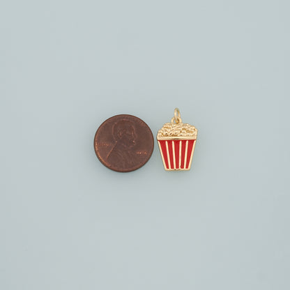 18K Gold Filled Popcorn Pendant,Enamel Popcorn Charm Bracelet Necklace for DIY Jewelry Making Supply