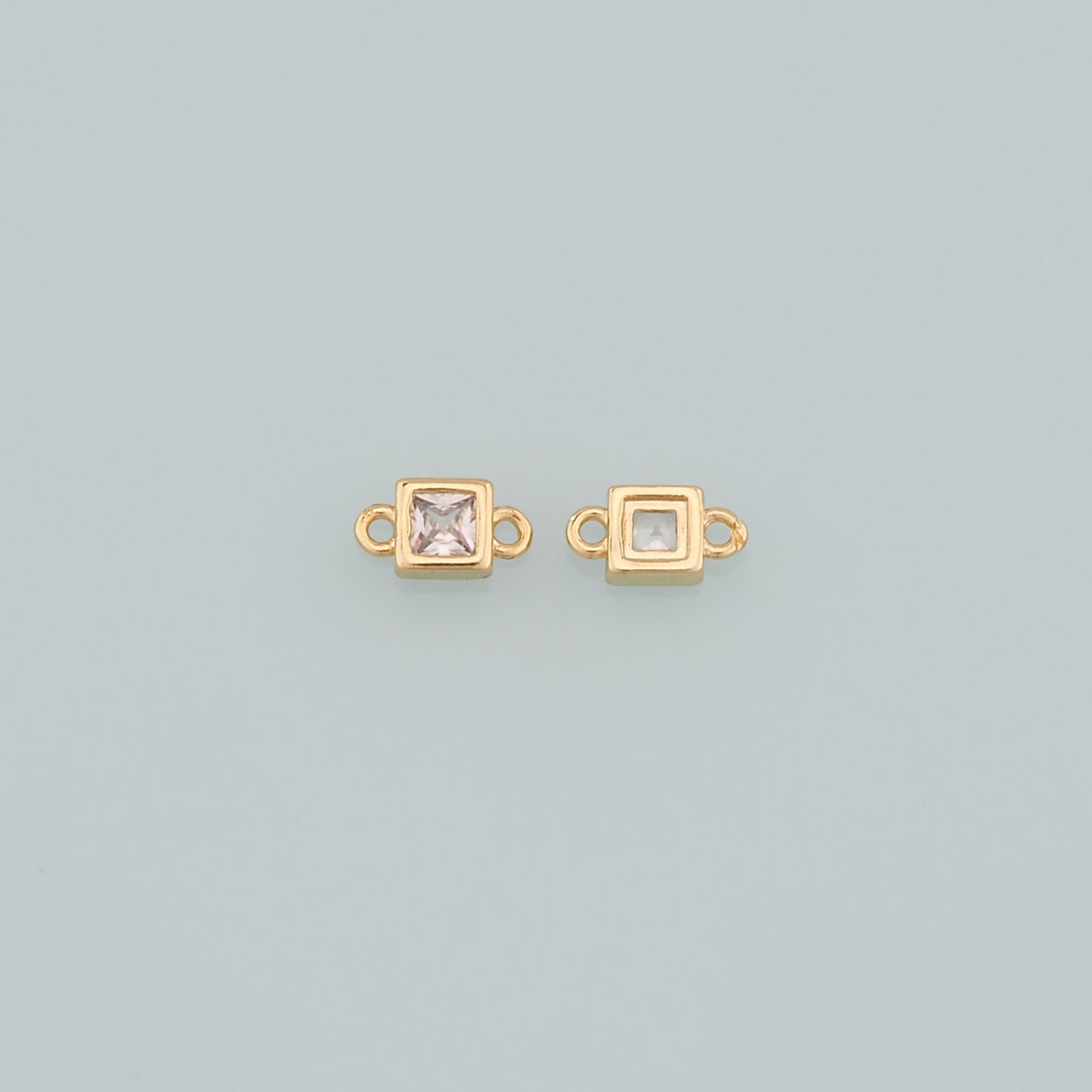 18K Gold Filled Square Connector,CZ Micro Pave Square Charm Bracelet Necklace for DIY Jewelry Making Supply