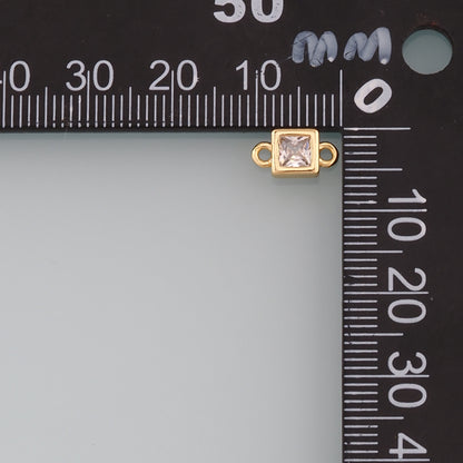 18K Gold Filled Square Connector,CZ Micro Pave Square Charm Bracelet Necklace for DIY Jewelry Making Supply
