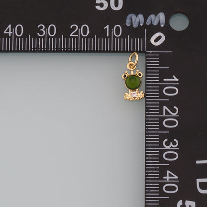 18K Gold Filled Frog Pendant,CZ Micro Pave Frog Charm Bracelet Necklace for DIY Jewelry Making Supply