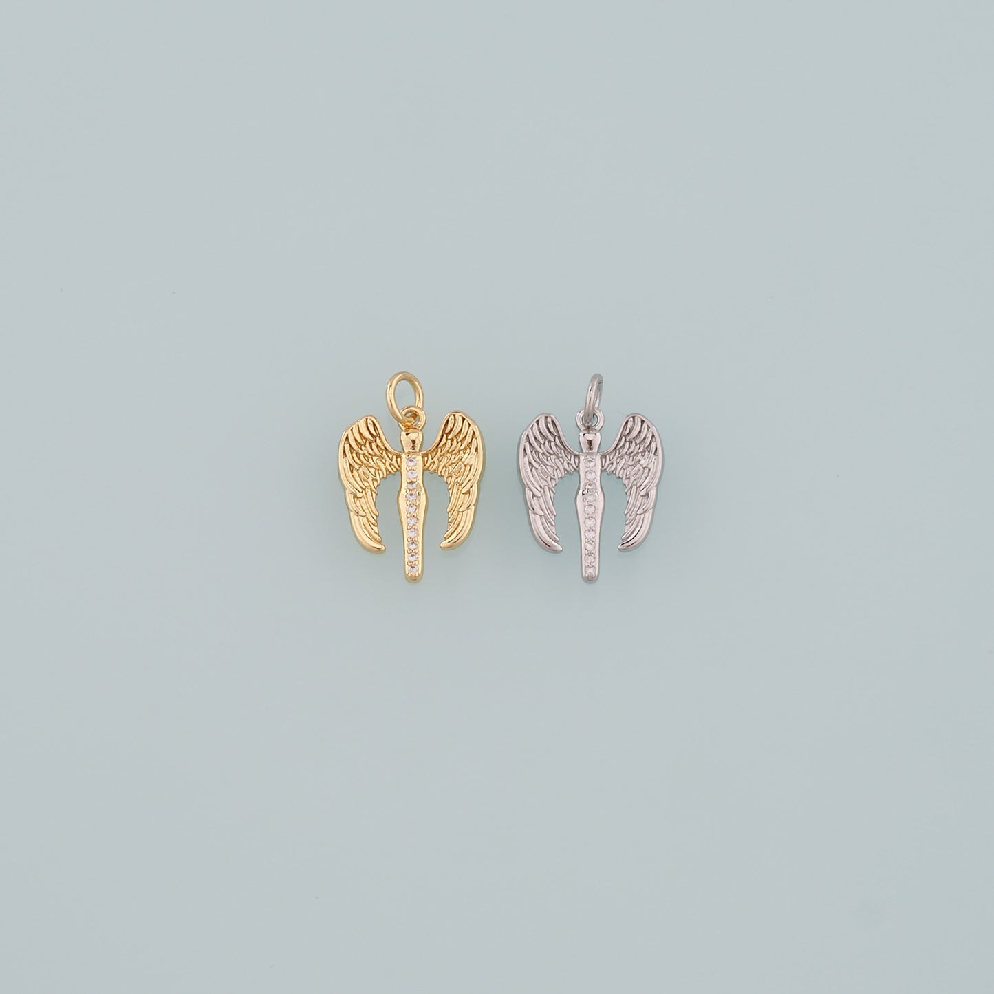 Gold Wing Charms,18K Gold Filled Wings Pendant,CZ Micro Pave Angel Wings Charm Bracelet Necklace for DIY Jewelry Making Supply