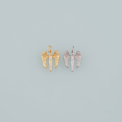 Gold Wing Charms,18K Gold Filled Wings Pendant,CZ Micro Pave Angel Wings Charm Bracelet Necklace for DIY Jewelry Making Supply