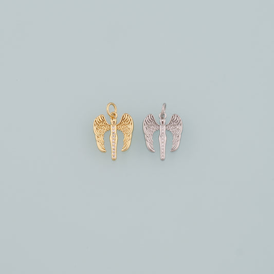 Gold Wing Charms,18K Gold Filled Wings Pendant,CZ Micro Pave Angel Wings Charm Bracelet Necklace for DIY Jewelry Making Supply