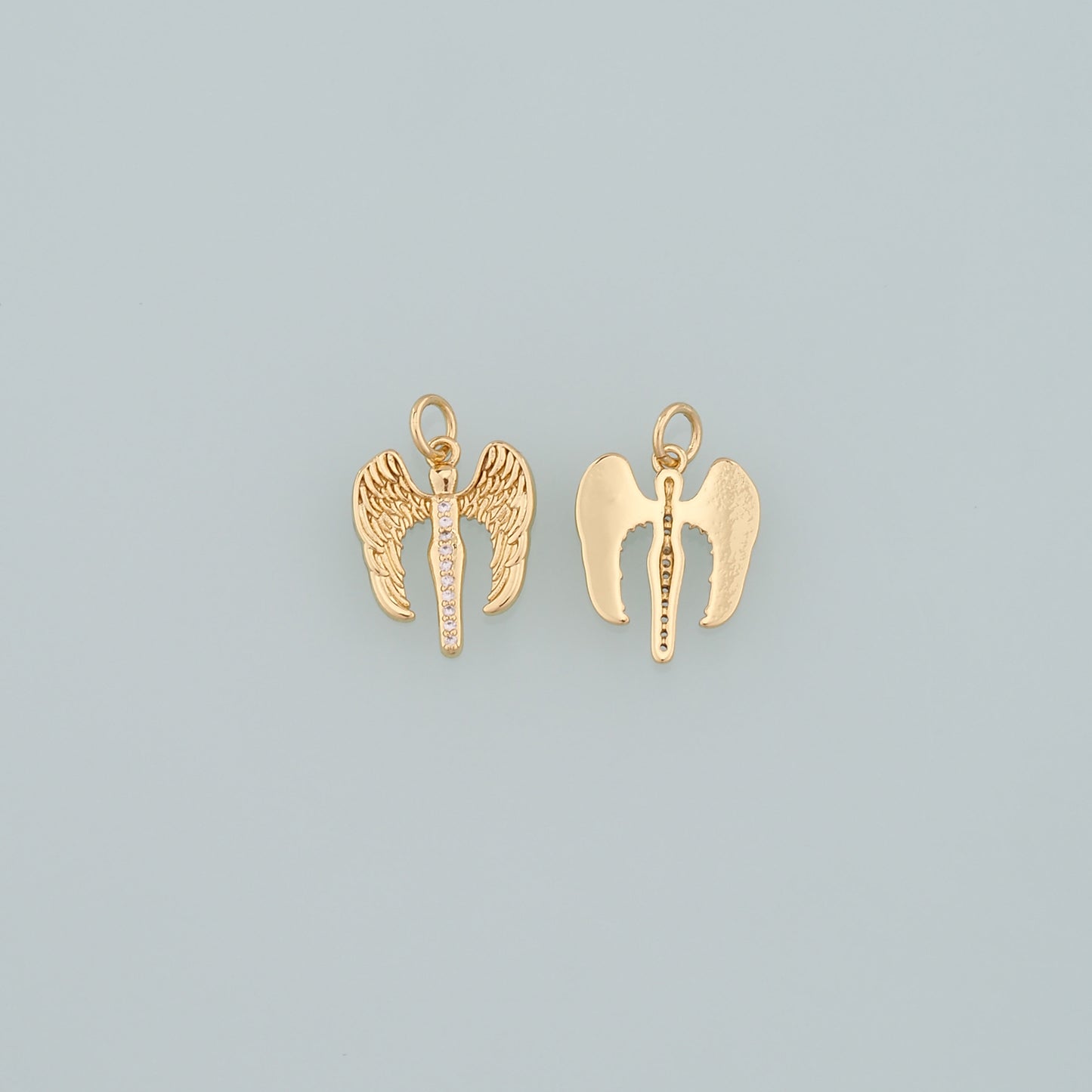 Gold Wing Charms,18K Gold Filled Wings Pendant,CZ Micro Pave Angel Wings Charm Bracelet Necklace for DIY Jewelry Making Supply