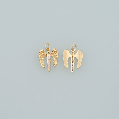 Gold Wing Charms,18K Gold Filled Wings Pendant,CZ Micro Pave Angel Wings Charm Bracelet Necklace for DIY Jewelry Making Supply