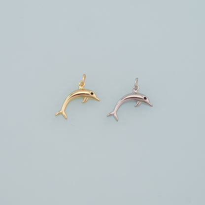 Cute Dolphin Charms,18K Gold Filled Dolphin Pendant,Kawaii Ocean Charm Bracelet Necklace for DIY Jewelry Making Supply