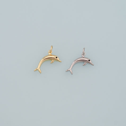Cute Dolphin Charms,18K Gold Filled Dolphin Pendant,Kawaii Ocean Charm Bracelet Necklace for DIY Jewelry Making Supply