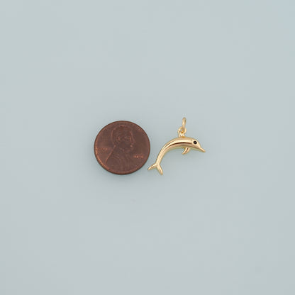 Cute Dolphin Charms,18K Gold Filled Dolphin Pendant,Kawaii Ocean Charm Bracelet Necklace for DIY Jewelry Making Supply