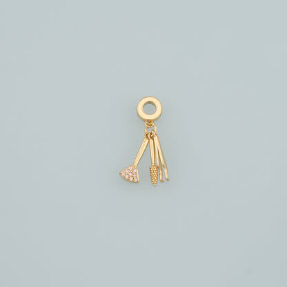 Gold Makeup Charms,18K Gold Filled Tweezers Pendant,Blush Brush Charm Bracelet Necklace for DIY Jewelry Making Supply