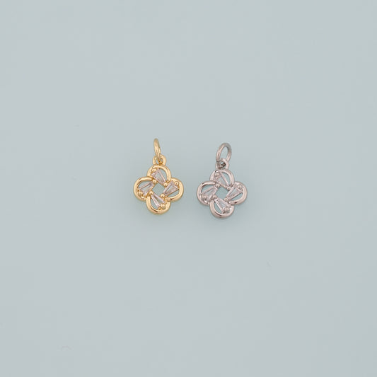 Gold Flower Charms,18K Gold Filled Flower Pendant,CZ Micro Pave Flower Charm Bracelet Necklace for DIY Jewelry Making Supply