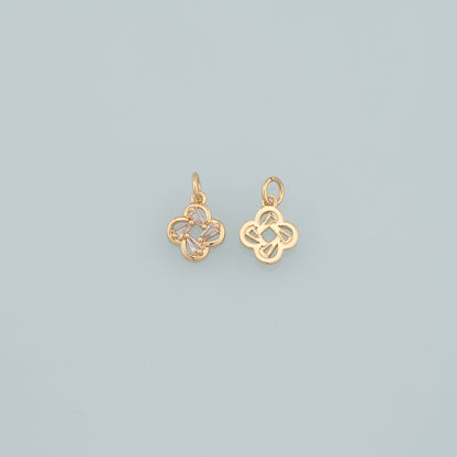 Gold Flower Charms,18K Gold Filled Flower Pendant,CZ Micro Pave Flower Charm Bracelet Necklace for DIY Jewelry Making Supply