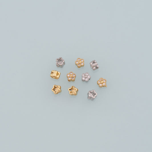 Gold Flower Spacer Beads Charms,18K Gold Filled Flower Bracelet Necklace for DIY Jewelry Making Supply