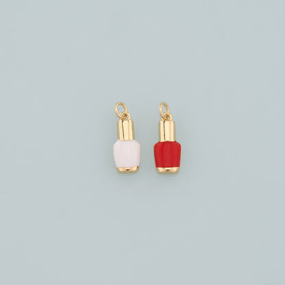 Gold Manicure Charms,18K Gold Filled Nail Polish Pendant,Enamel Nail Polish Charm Bracelet Necklace for DIY Jewelry Making Supply
