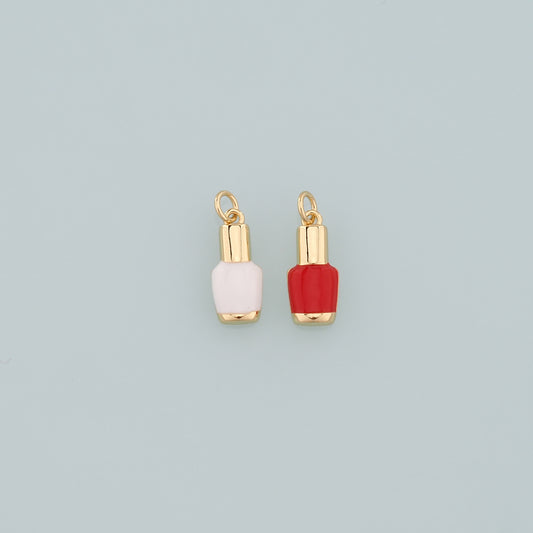 Gold Manicure Charms,18K Gold Filled Nail Polish Pendant,Enamel Nail Polish Charm Bracelet Necklace for DIY Jewelry Making Supply