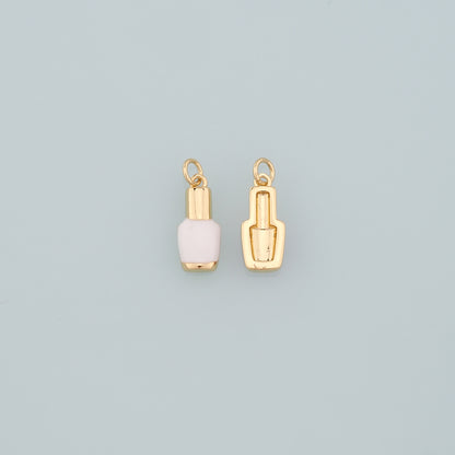 Gold Manicure Charms,18K Gold Filled Nail Polish Pendant,Enamel Nail Polish Charm Bracelet Necklace for DIY Jewelry Making Supply