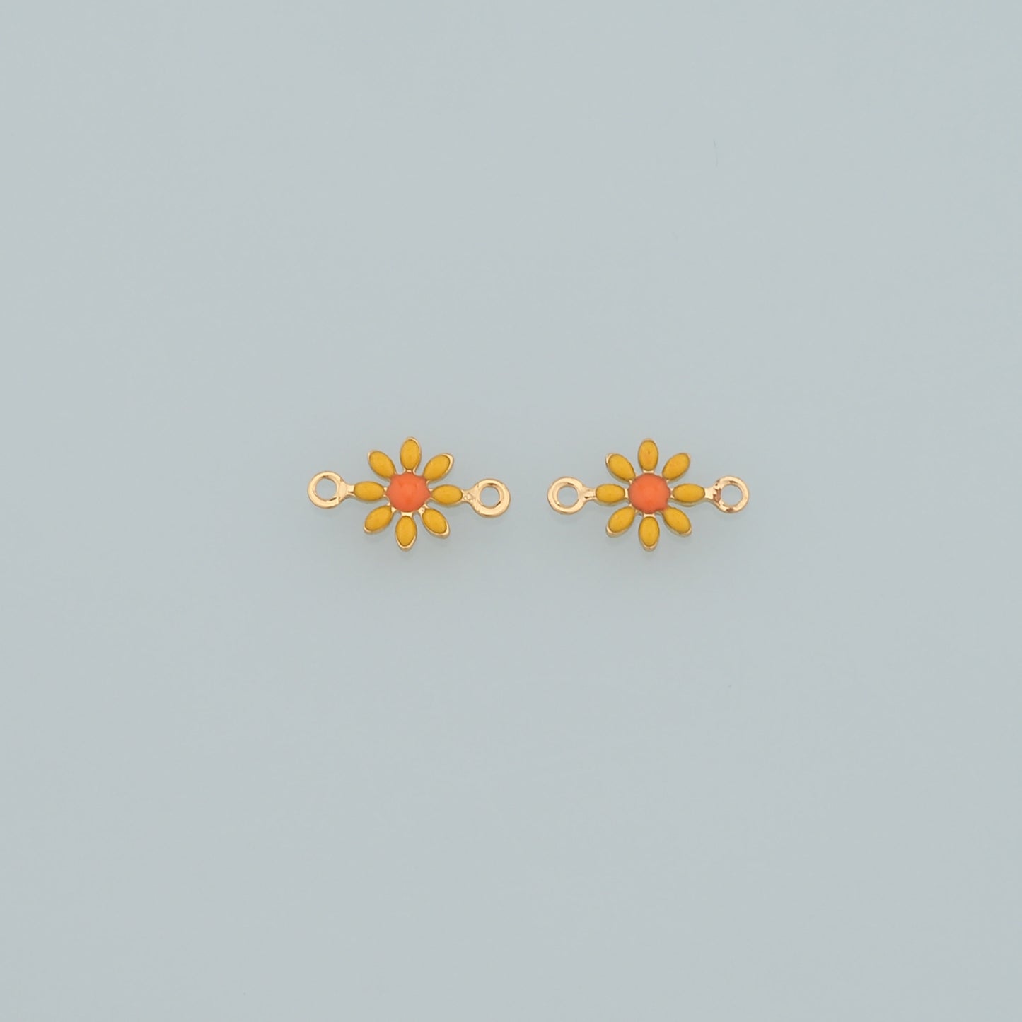 18K Gold Filled Flower Connector,Enamel Flower Charm Bracelet Necklace for DIY Jewelry Making Supply