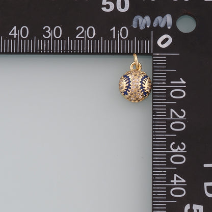 Gold Sports Charms,18K Gold Filled Baseball Pendant,Enamel Softball Charm Bracelet Necklace for DIY Jewelry Making Supply