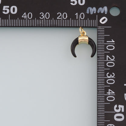 18k Gold Filled Horns Pendant,Enamel Double Horn Charm Bracelet Necklace for DIY Jewelry Making Supply