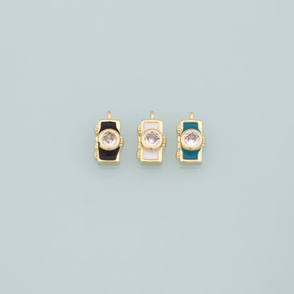Gold Camera Charms,18K Gold Filled Camera Pendant,Enamel Camera Charm Bracelet Necklace for DIY Jewelry Making Supply