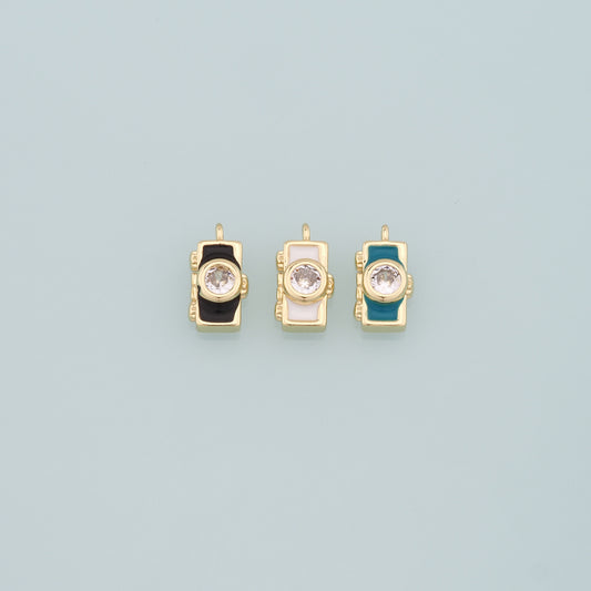 Gold Camera Charms,18K Gold Filled Camera Pendant,Enamel Camera Charm Bracelet Necklace for DIY Jewelry Making Supply
