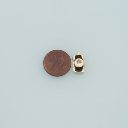 Gold Camera Charms,18K Gold Filled Camera Pendant,Enamel Camera Charm Bracelet Necklace for DIY Jewelry Making Supply