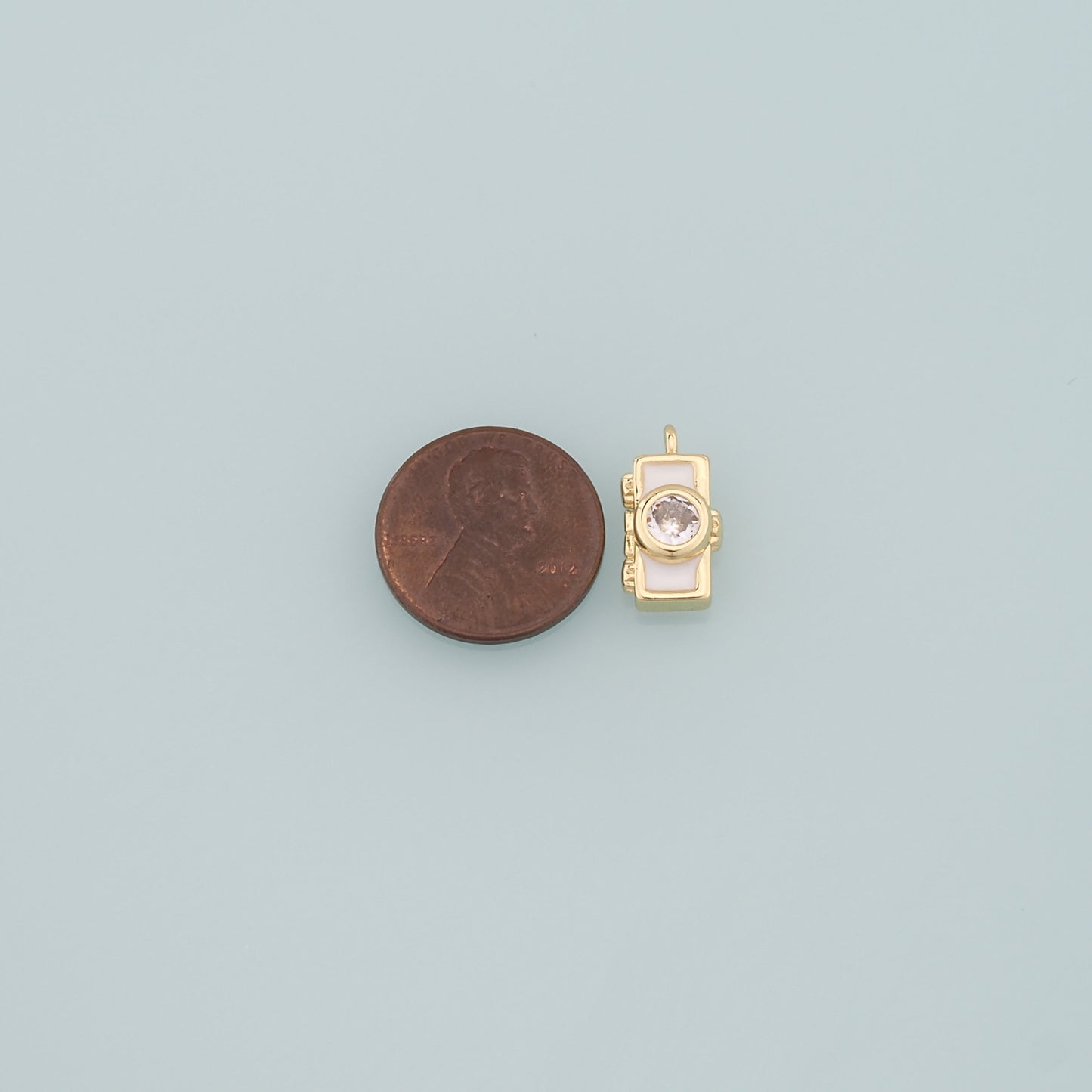 Gold Camera Charms,18K Gold Filled Camera Pendant,Enamel Camera Charm Bracelet Necklace for DIY Jewelry Making Supply