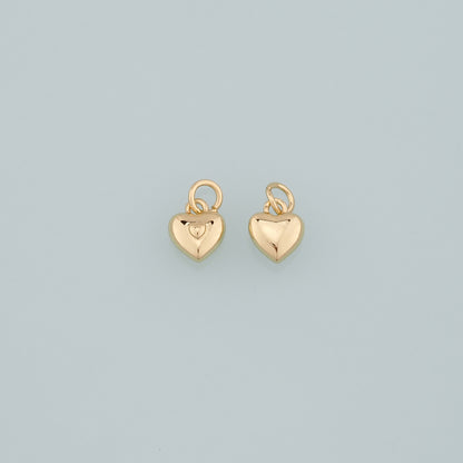 Gold Heart Charms,18K Gold Filled Heart Pendant,Dinty Heart Charm Bracelet Necklace for DIY Jewelry Making Supply