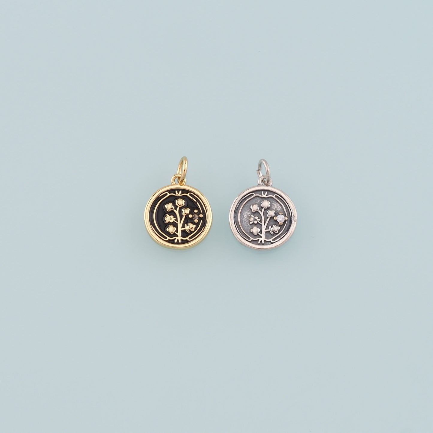 Gold Flower Charms,18K Gold Filled Flower Pendant,Enamel Flower Charm Bracelet Necklace for DIY Jewelry Making Supply