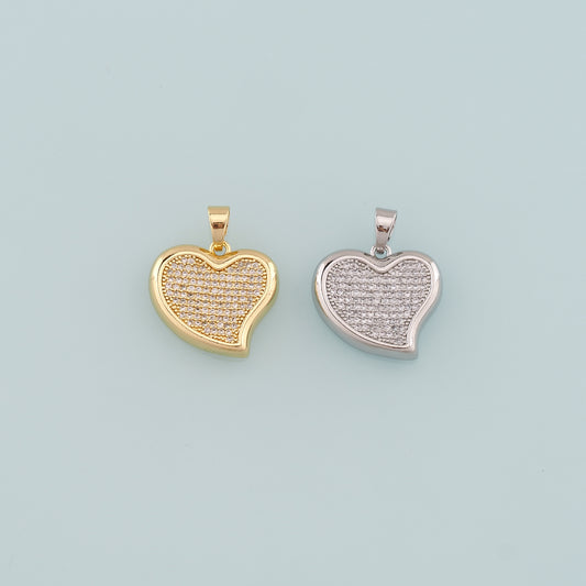 Gold Heart Charms,18K Gold Filled Heart Pendant,CZ Micro Pave Heart Charm Bracelet Necklace for DIY Jewelry Making Supply