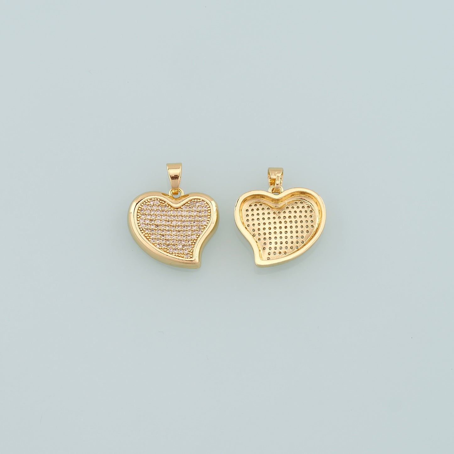Gold Heart Charms,18K Gold Filled Heart Pendant,CZ Micro Pave Heart Charm Bracelet Necklace for DIY Jewelry Making Supply