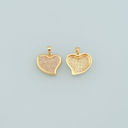 Gold Heart Charms,18K Gold Filled Heart Pendant,CZ Micro Pave Heart Charm Bracelet Necklace for DIY Jewelry Making Supply