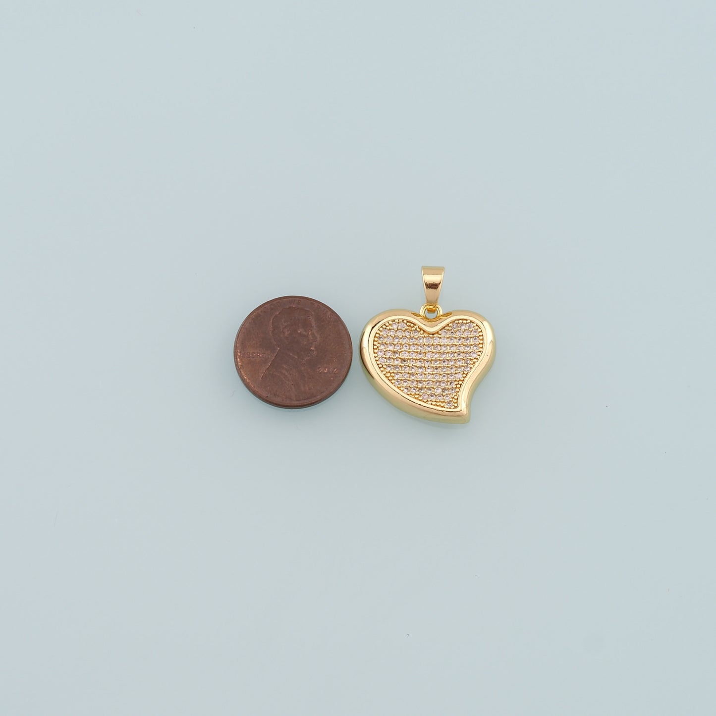 Gold Heart Charms,18K Gold Filled Heart Pendant,CZ Micro Pave Heart Charm Bracelet Necklace for DIY Jewelry Making Supply