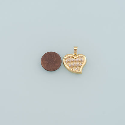 Gold Heart Charms,18K Gold Filled Heart Pendant,CZ Micro Pave Heart Charm Bracelet Necklace for DIY Jewelry Making Supply