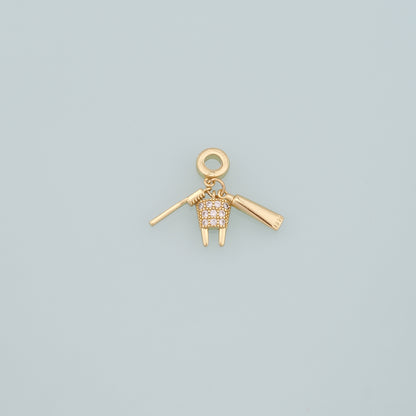 Gold Toothbrush Charms,18K Gold Filled Teeth Pendant,CZ Micro Pave Toothpaste Charm Bracelet Necklace for DIY Jewelry Making Supply