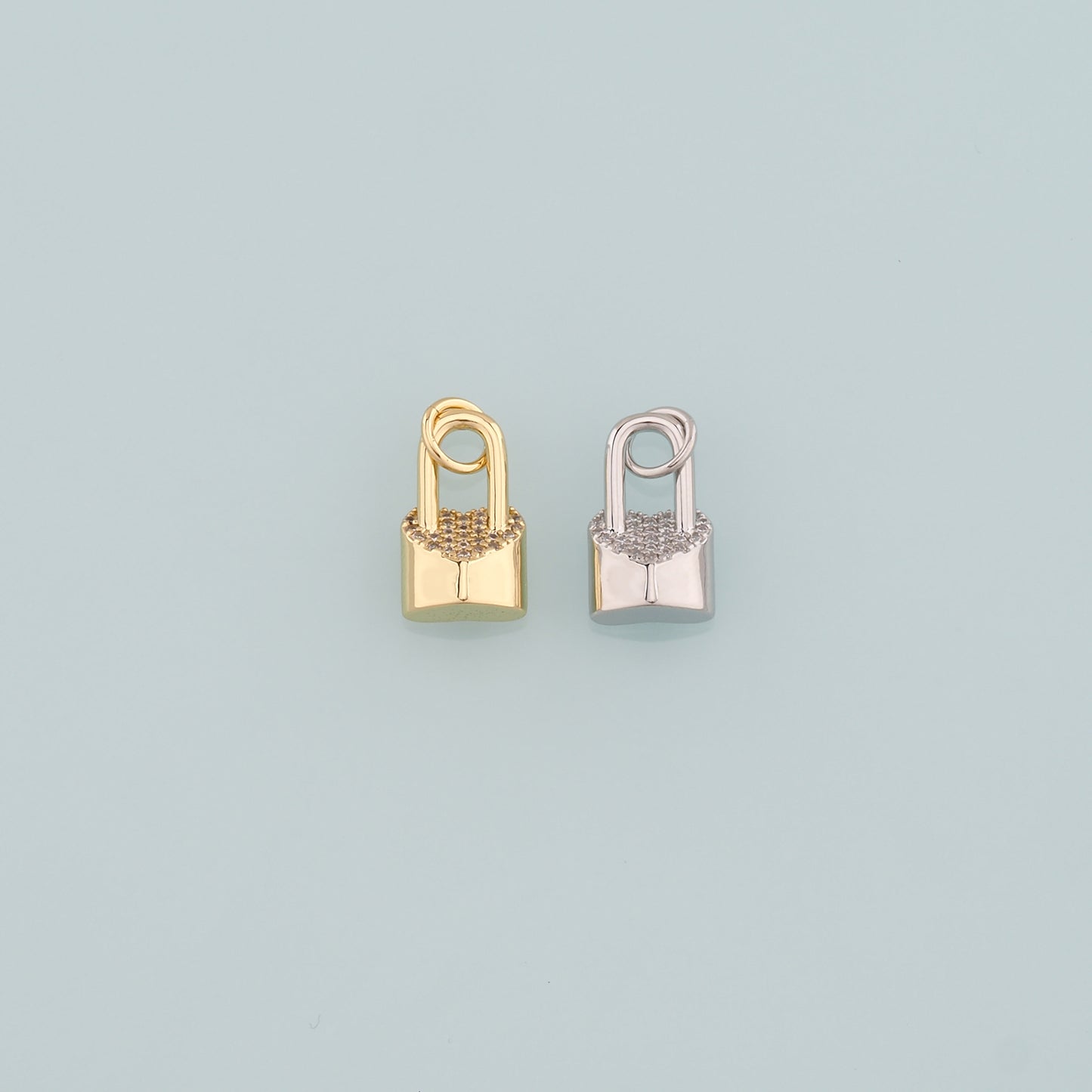 Gold Key Lock Charms,18K Gold Filled Lock Pendant,CZ Micro Pave Lock Charm Bracelet Necklace for DIY Jewelry Making Supply