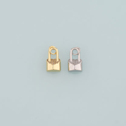 Gold Key Lock Charms,18K Gold Filled Lock Pendant,CZ Micro Pave Lock Charm Bracelet Necklace for DIY Jewelry Making Supply