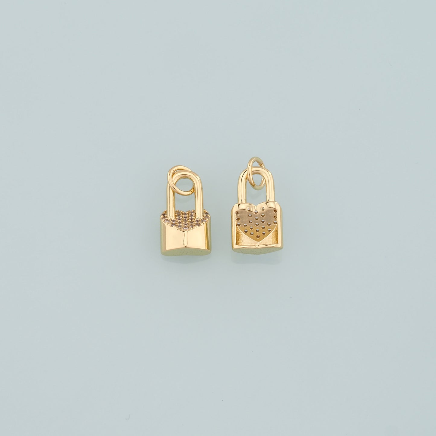 Gold Key Lock Charms,18K Gold Filled Lock Pendant,CZ Micro Pave Lock Charm Bracelet Necklace for DIY Jewelry Making Supply