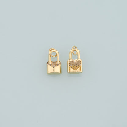 Gold Key Lock Charms,18K Gold Filled Lock Pendant,CZ Micro Pave Lock Charm Bracelet Necklace for DIY Jewelry Making Supply