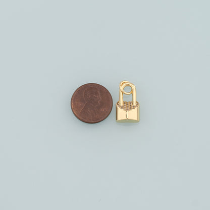 Gold Key Lock Charms,18K Gold Filled Lock Pendant,CZ Micro Pave Lock Charm Bracelet Necklace for DIY Jewelry Making Supply