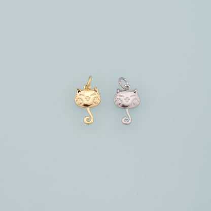 Gold Cat Charms,18K Gold Filled Cat Pendant,Cute Cat Charm Bracelet Necklace for DIY Jewelry Making Supply