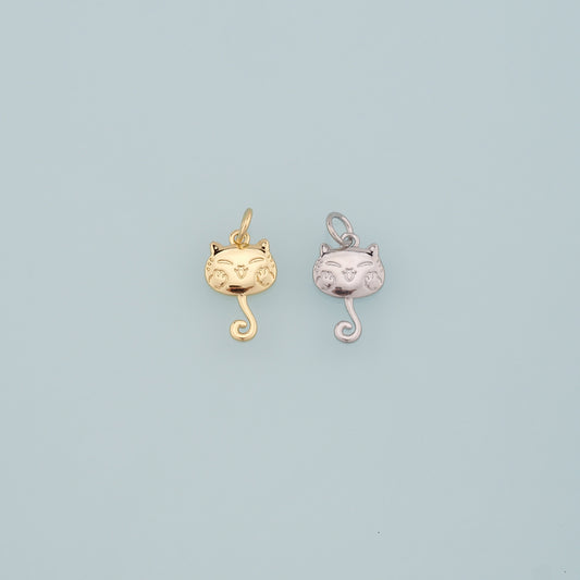Gold Cat Charms,18K Gold Filled Cat Pendant,Cute Cat Charm Bracelet Necklace for DIY Jewelry Making Supply