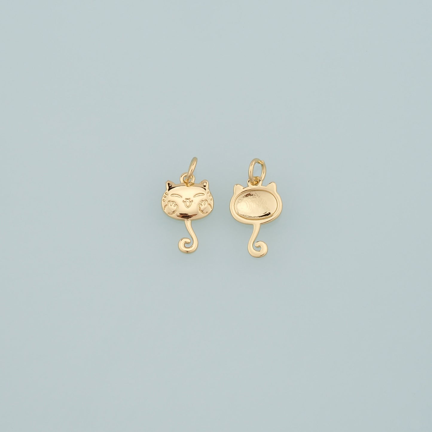 Gold Cat Charms,18K Gold Filled Cat Pendant,Cute Cat Charm Bracelet Necklace for DIY Jewelry Making Supply