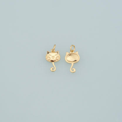 Gold Cat Charms,18K Gold Filled Cat Pendant,Cute Cat Charm Bracelet Necklace for DIY Jewelry Making Supply