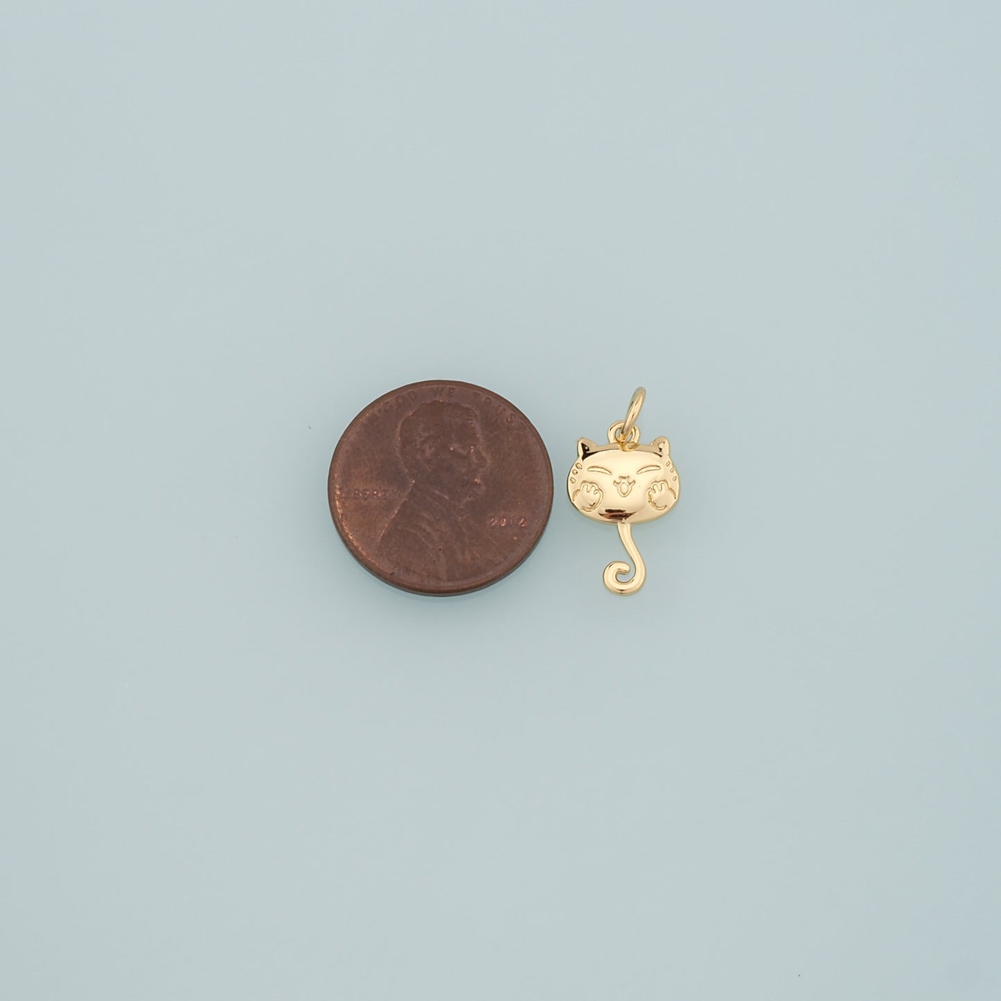 Gold Cat Charms,18K Gold Filled Cat Pendant,Cute Cat Charm Bracelet Necklace for DIY Jewelry Making Supply