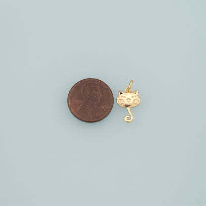 Gold Cat Charms,18K Gold Filled Cat Pendant,Cute Cat Charm Bracelet Necklace for DIY Jewelry Making Supply