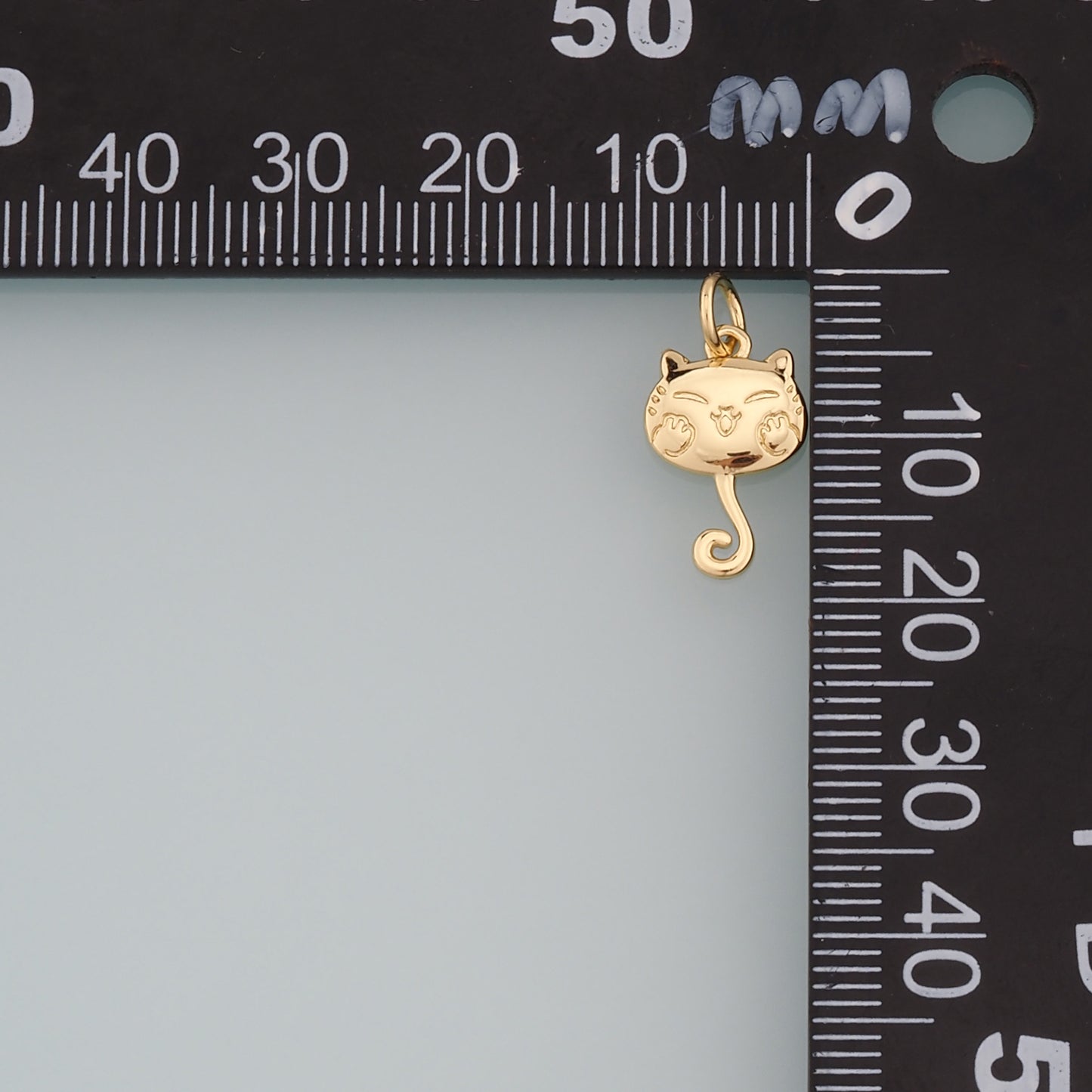 Gold Cat Charms,18K Gold Filled Cat Pendant,Cute Cat Charm Bracelet Necklace for DIY Jewelry Making Supply