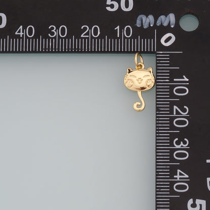 Gold Cat Charms,18K Gold Filled Cat Pendant,Cute Cat Charm Bracelet Necklace for DIY Jewelry Making Supply